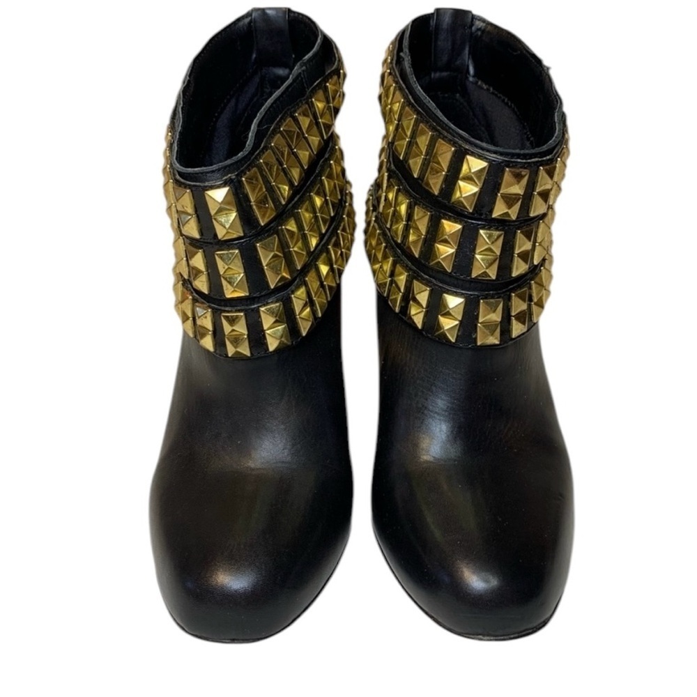 Betsey Johnson Gold Studded “Camper” Leather Ankle Boots- Sz 7